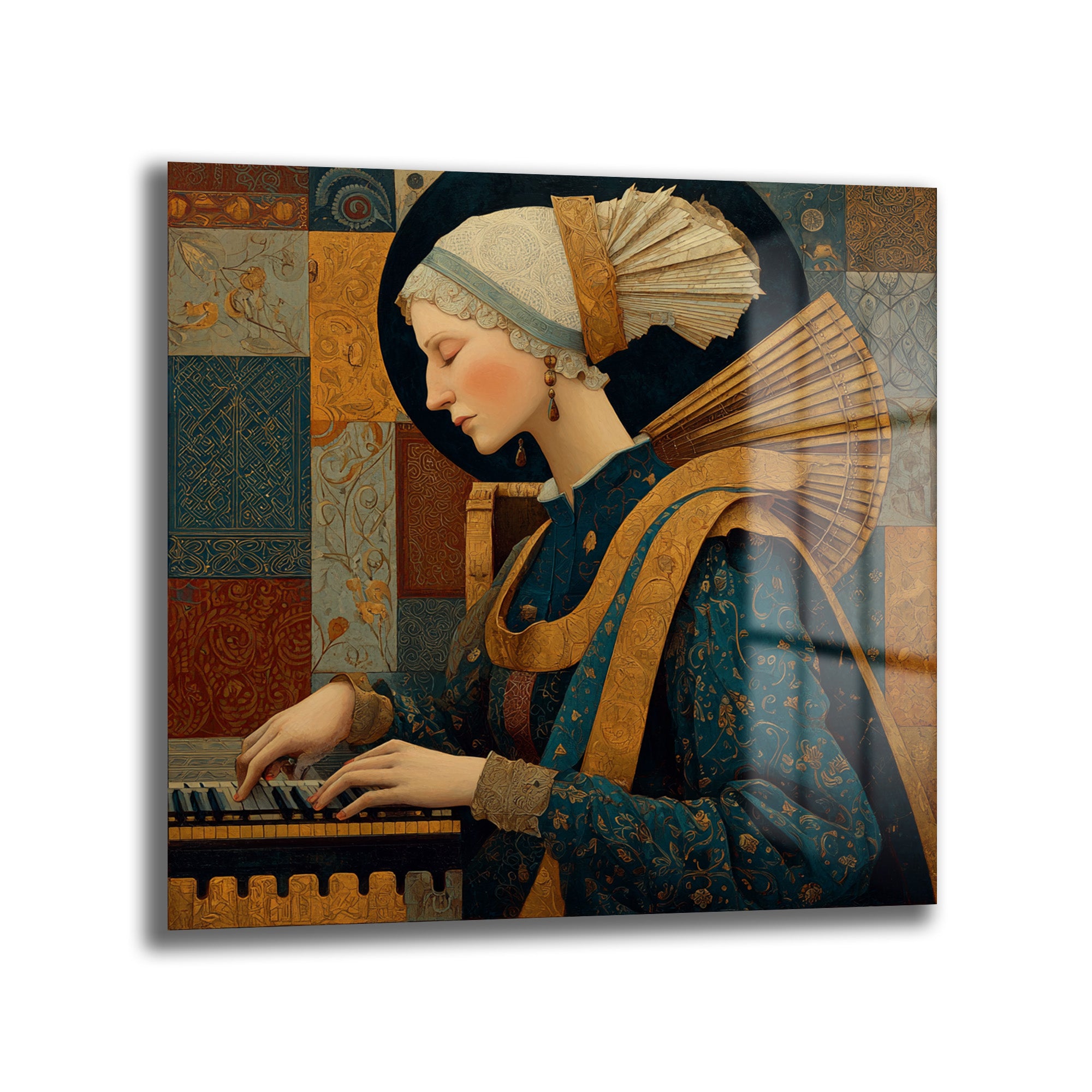 Rönesans Rüyası: Müzisyen Kadın Sanat Cam Tablo