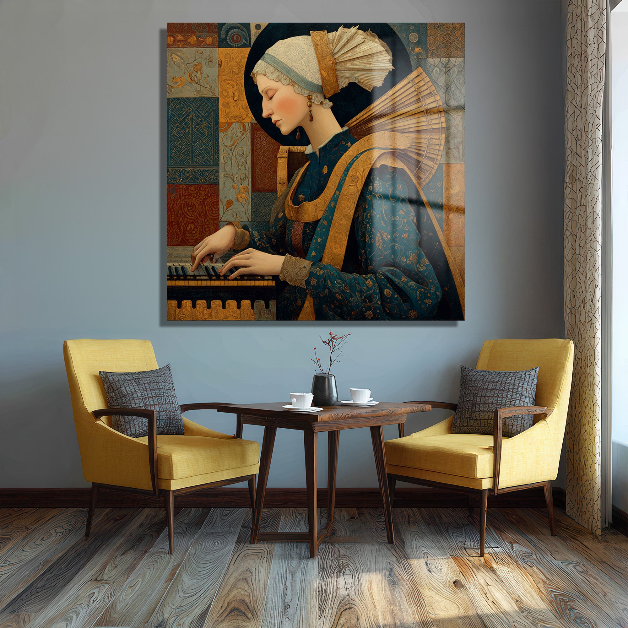 Rönesans Rüyası: Müzisyen Kadın Sanat Cam Tablo
