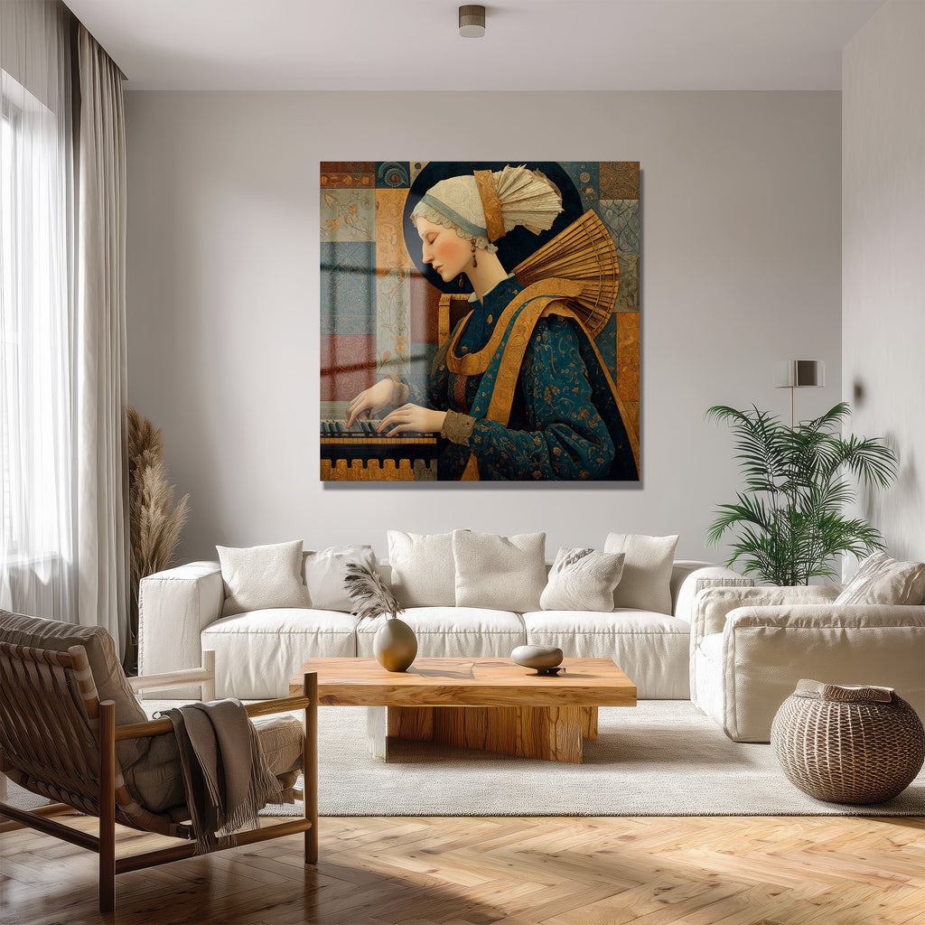 Rönesans Rüyası: Müzisyen Kadın Sanat Cam Tablo