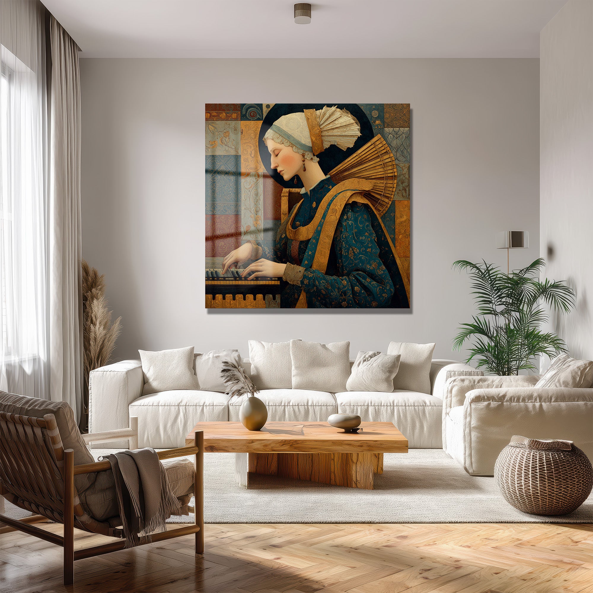 Rönesans Rüyası: Müzisyen Kadın Sanat Cam Tablo