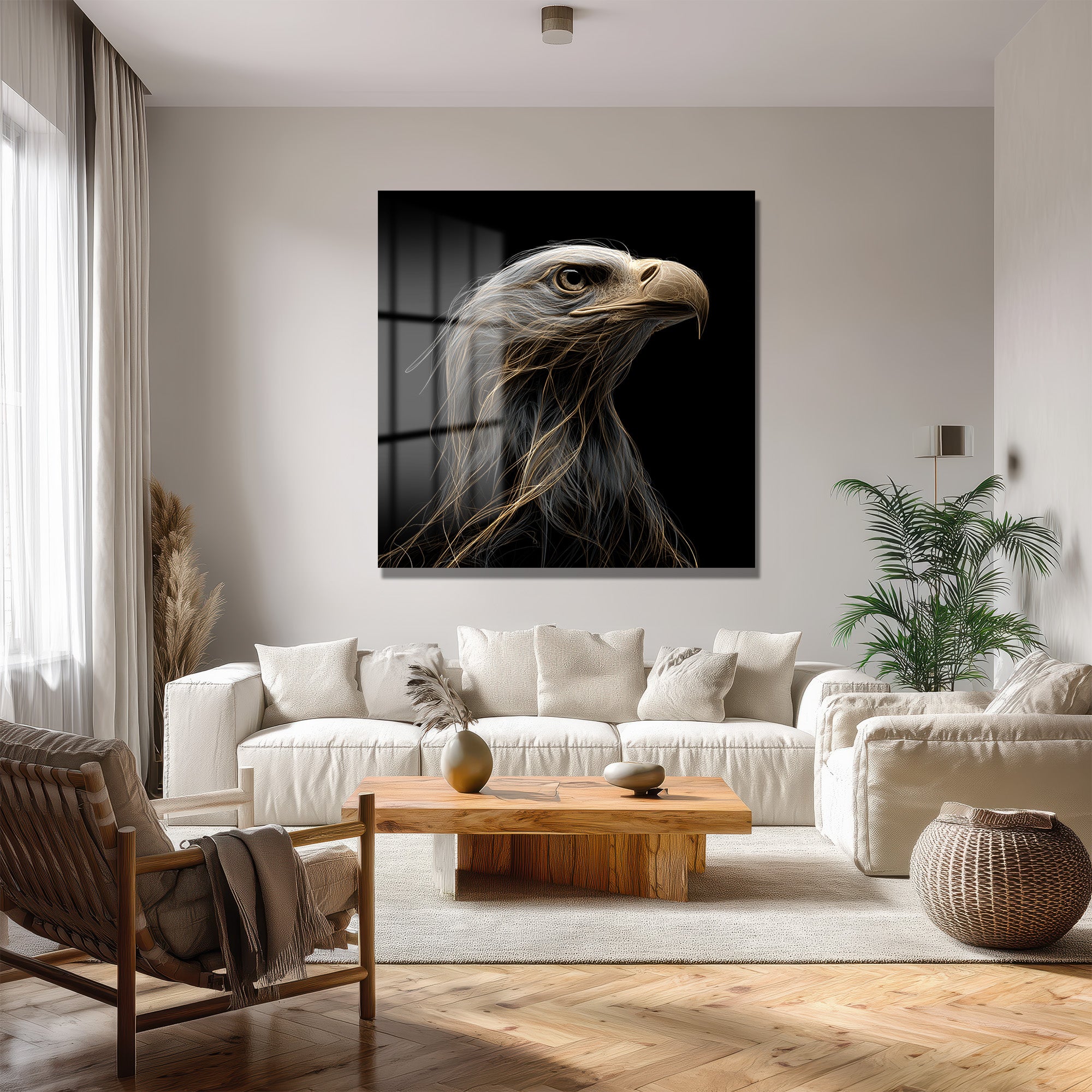 Kartalın Ruhani Gücü: Modern Sanat Cam Tablo