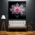 Büyüleyici Işıltılı Lotus Çiçeği Cam Tablo