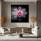 Büyüleyici Işıltılı Lotus Çiçeği Cam Tablo