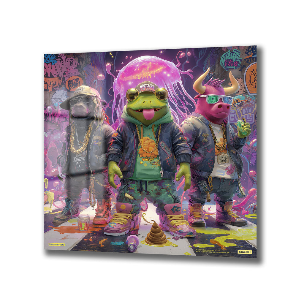 Urban Cool Hip-Hop Hayvanlar Graffiti Cam Tablo