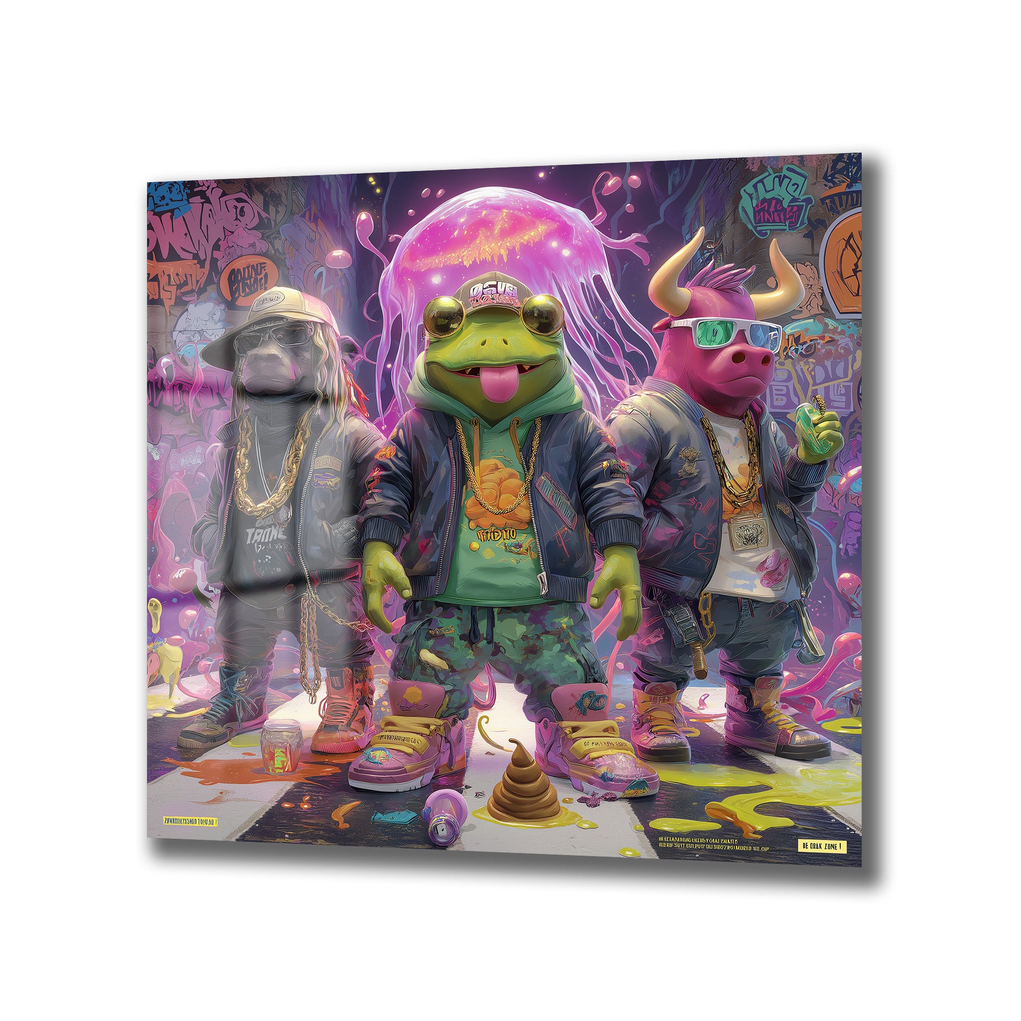 Urban Cool Hip-Hop Hayvanlar Graffiti Cam Tablo