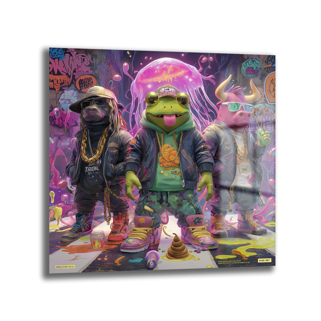 Urban Cool Hip-Hop Hayvanlar Graffiti Cam Tablo