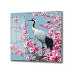 Zen Bahçesi: Sakura ve Turna Kuşu Cam Tablo