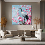 Zen Bahçesi: Sakura ve Turna Kuşu Cam Tablo