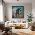 Mistik At Figürlü Modern Sanat Cam Tablo