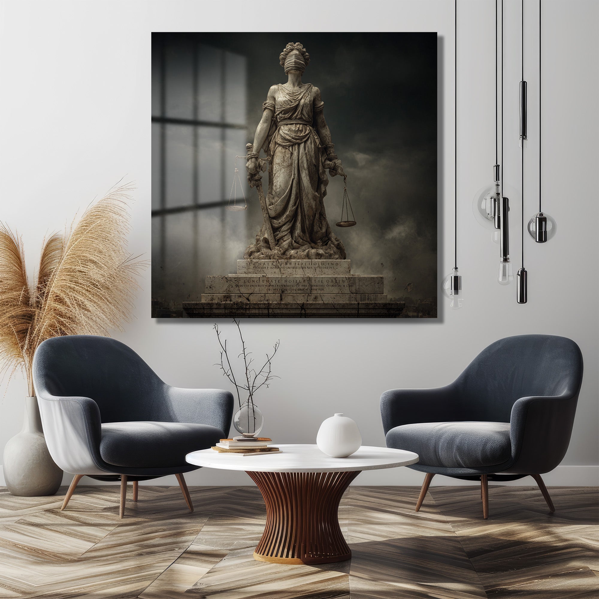 Adalet Tanrıçası Themis Temalı Sanatsal Cam Tablo