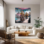Kentsel Orman Berber Salonu Temalı Modern Cam Tablo
