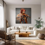 Ruhun Melodisi: Keman Çalan Kadın Temalı Sanatsal Cam Tablo