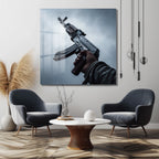 Cesur İfade: Sanatsal AK-47 Temalı Modern Cam Tablo