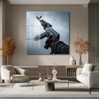 Cesur İfade: Sanatsal AK-47 Temalı Modern Cam Tablo