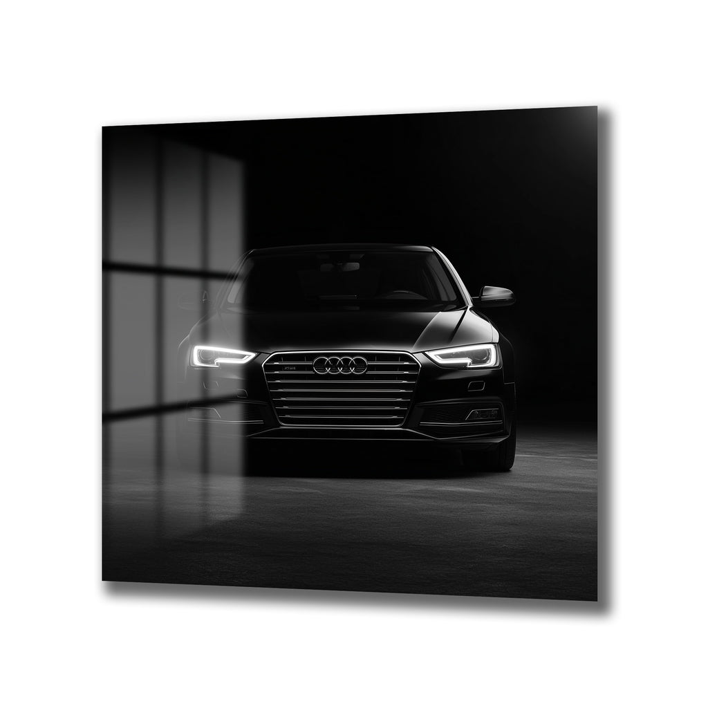 Lüks Siyah Audi Otomobil Cam Tablo – Modern Sanat Duvar Dekoru