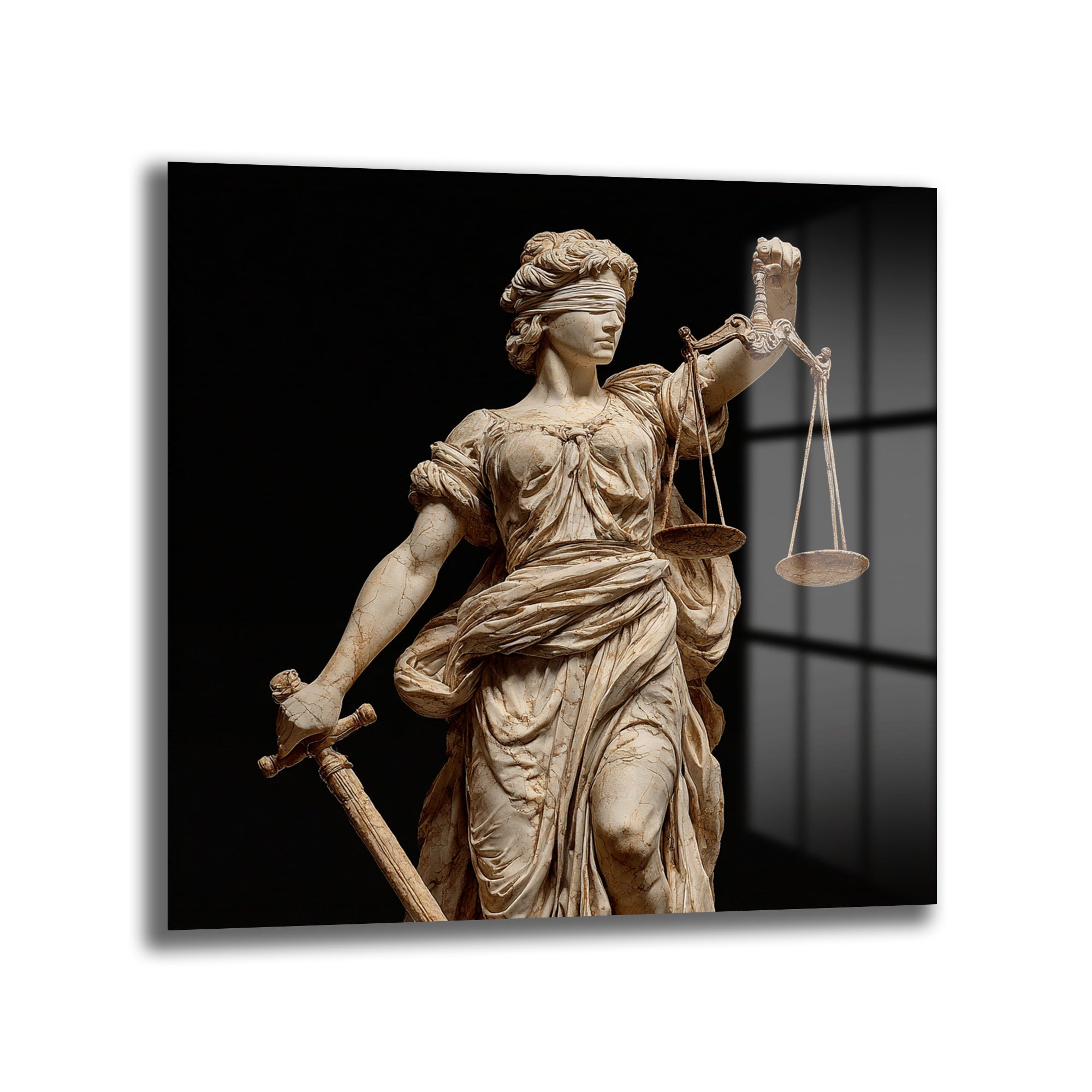 Adalet Tanrıçası Themis Heykeli Cam Tablo