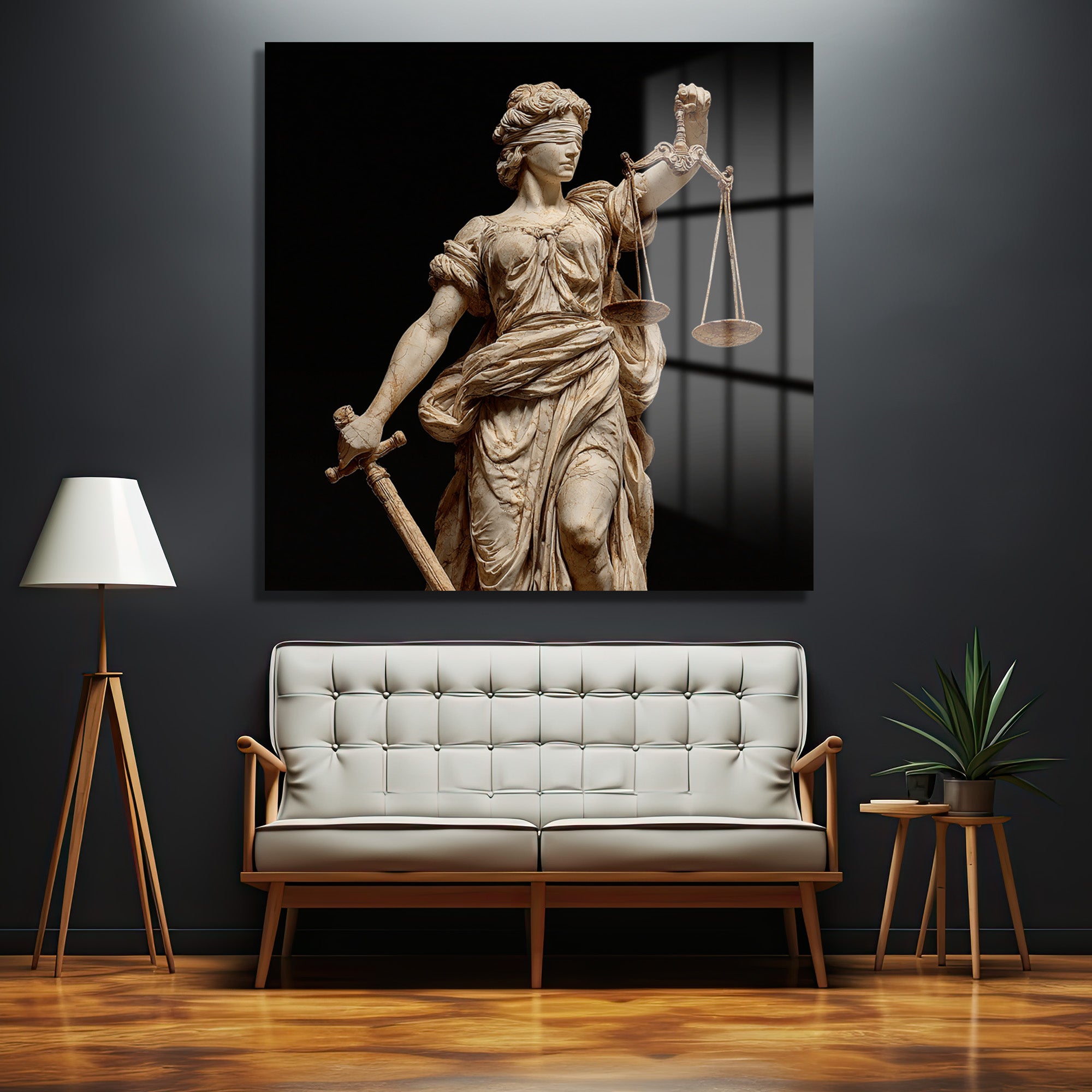 Adalet Tanrıçası Themis Heykeli Cam Tablo