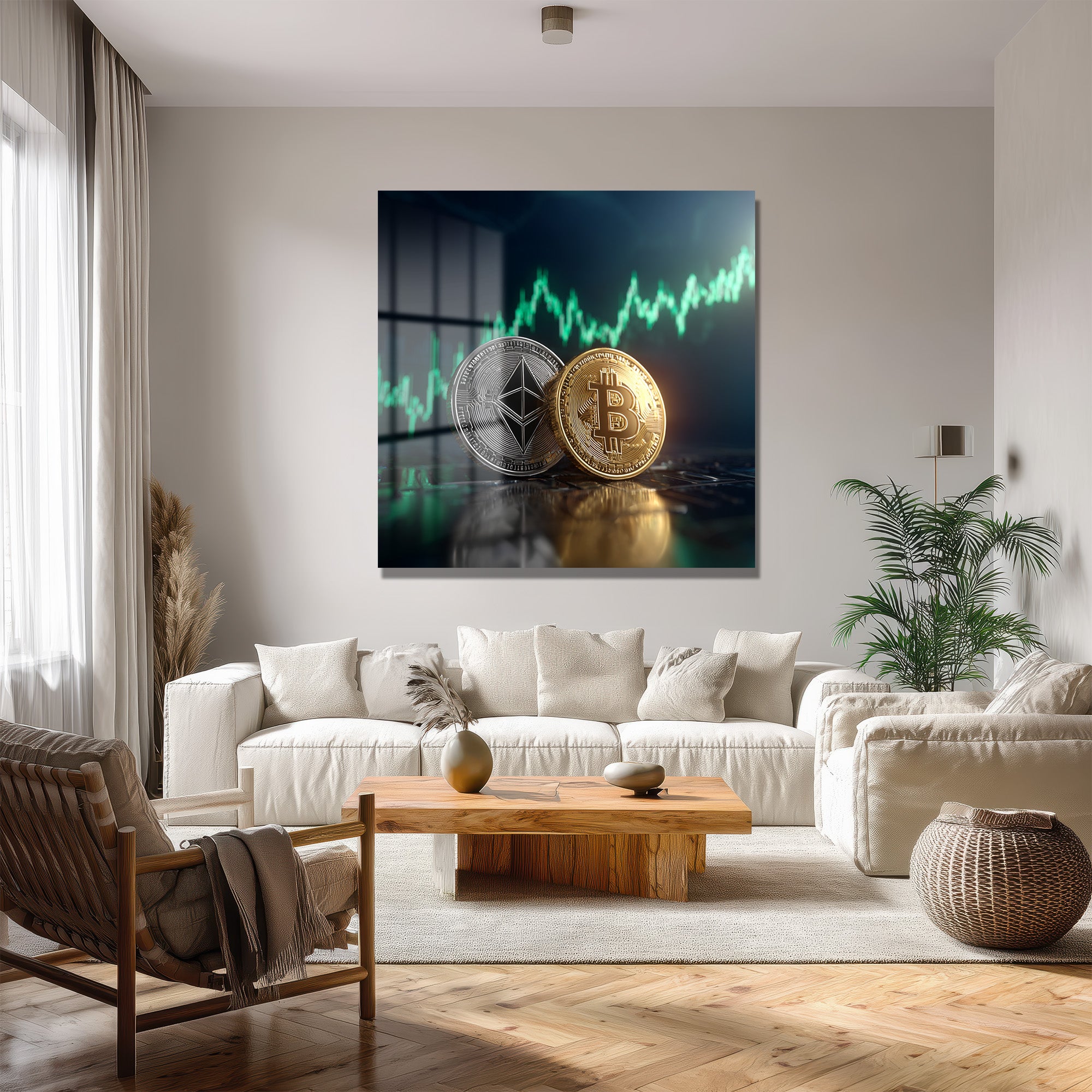 Bitcoin Ethereum Kripto Para Borsası Modern Cam Tablo