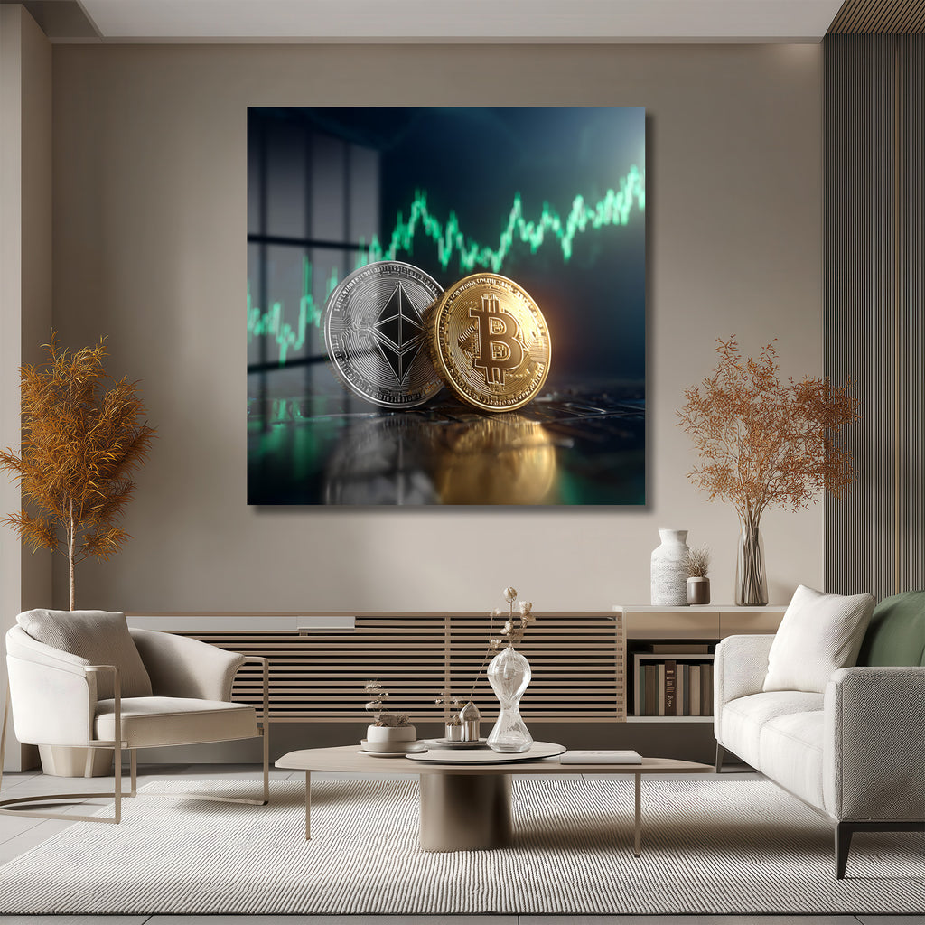 Bitcoin Ethereum Kripto Para Borsası Modern Cam Tablo