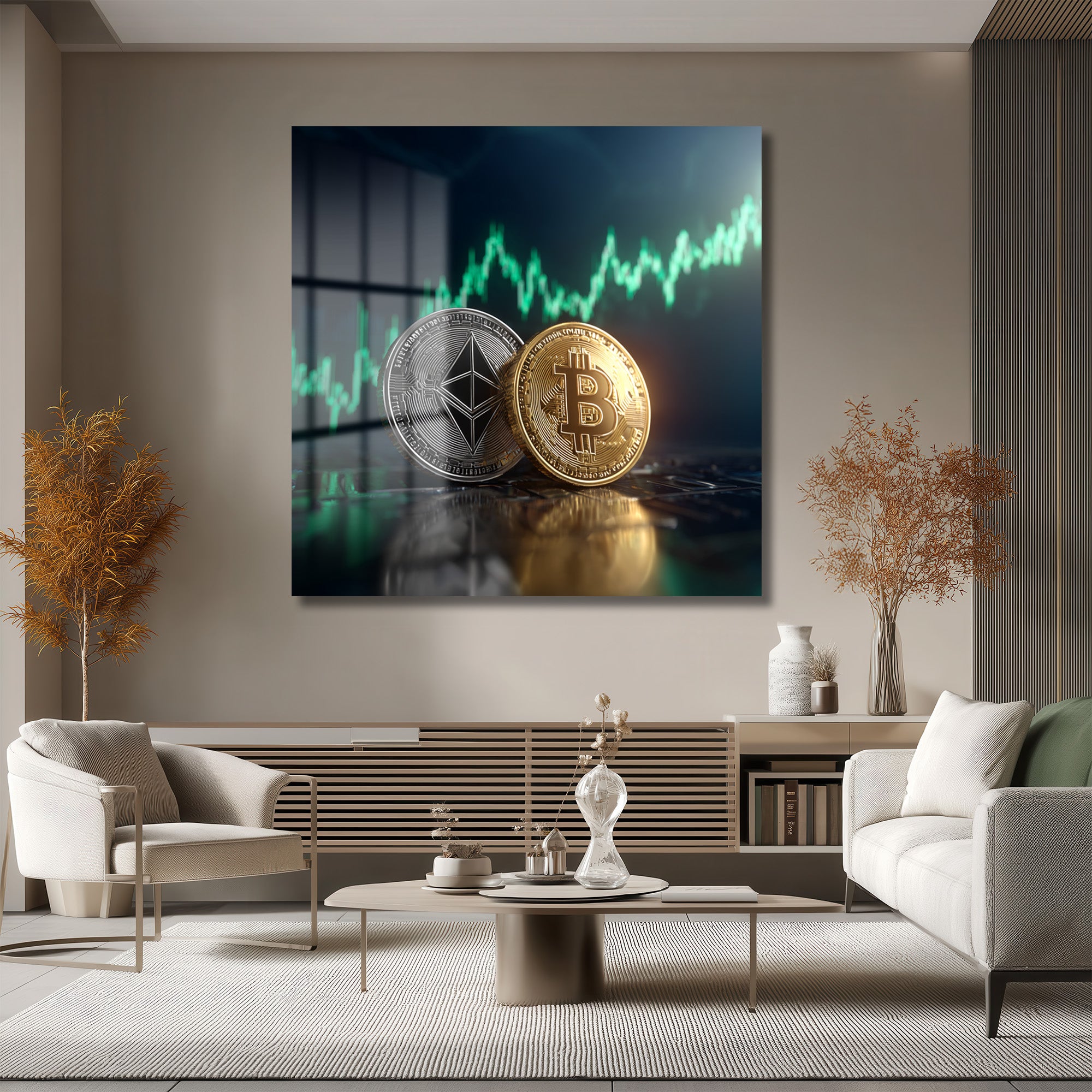 Bitcoin Ethereum Kripto Para Borsası Modern Cam Tablo