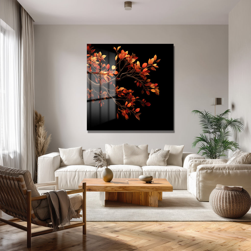 Sonbahar Esintisi: Canlı Yapraklar Modern Cam Tablo