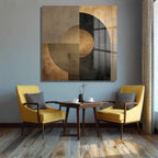 Soyut Geometrik Altın ve Siyah Modern Cam Tablo