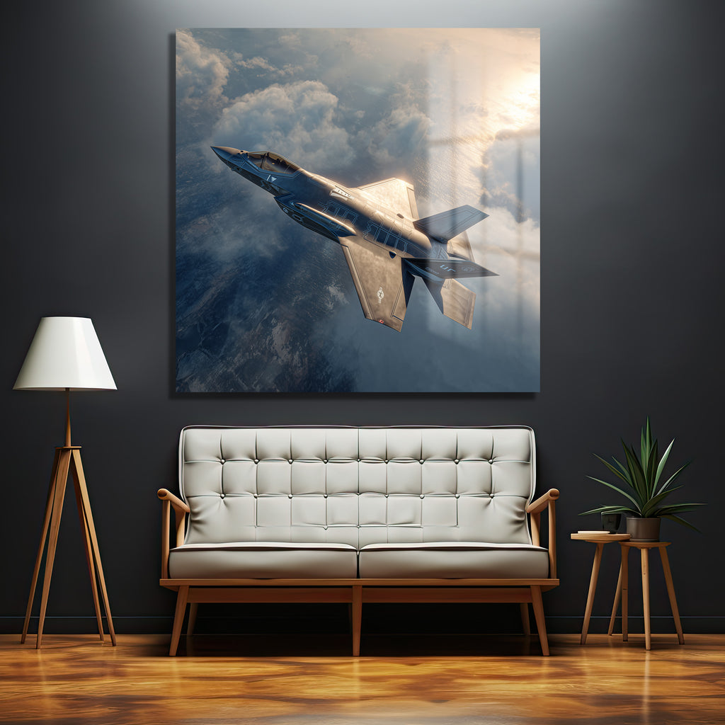 Göklerin Hakimi F-35 Jet Uçağı Cam Tablo