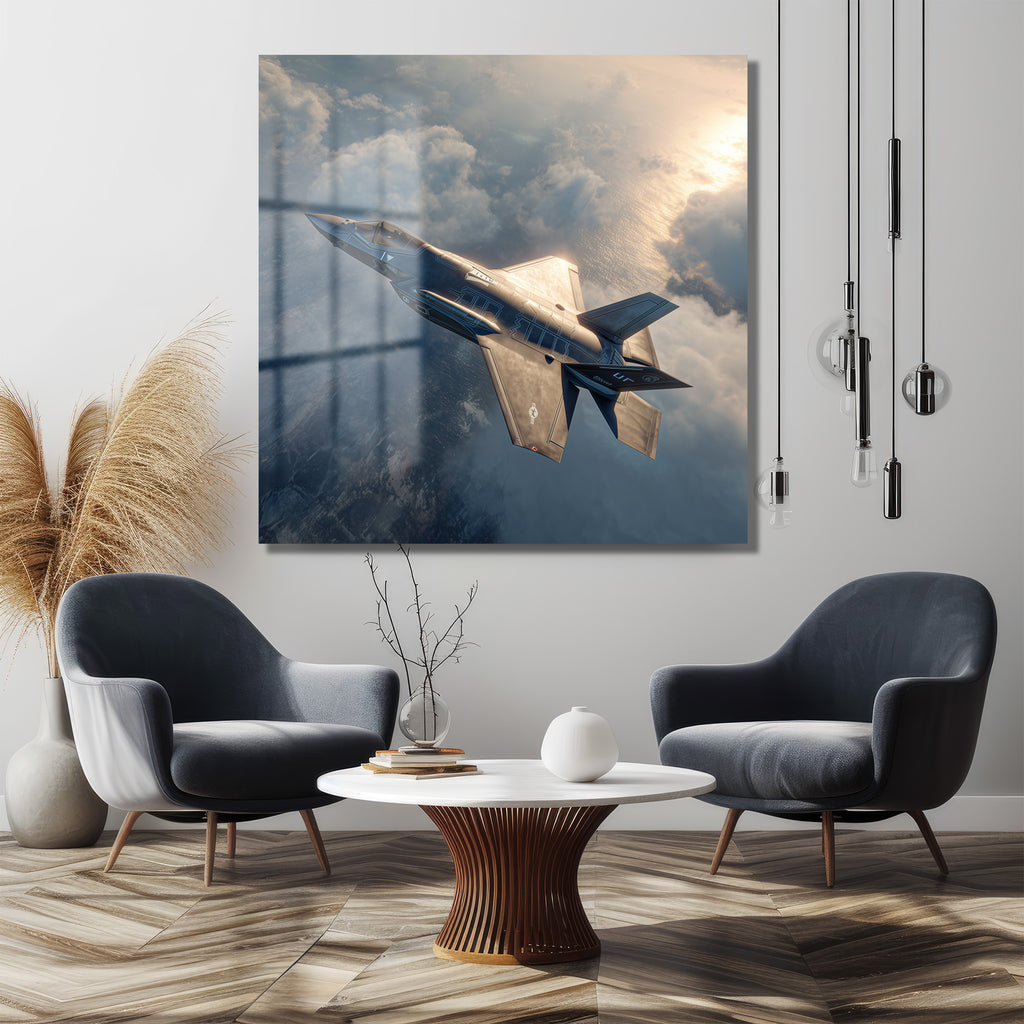 Göklerin Hakimi F-35 Jet Uçağı Cam Tablo