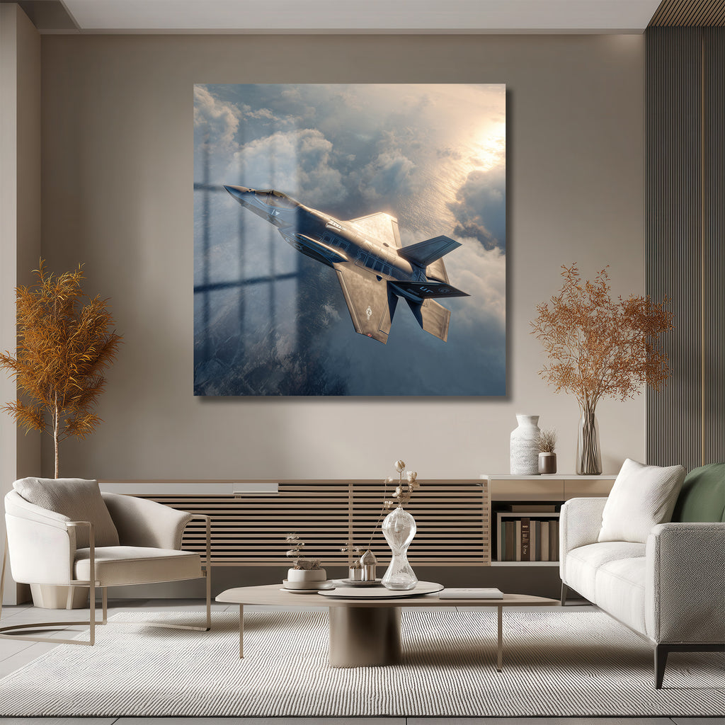Göklerin Hakimi F-35 Jet Uçağı Cam Tablo