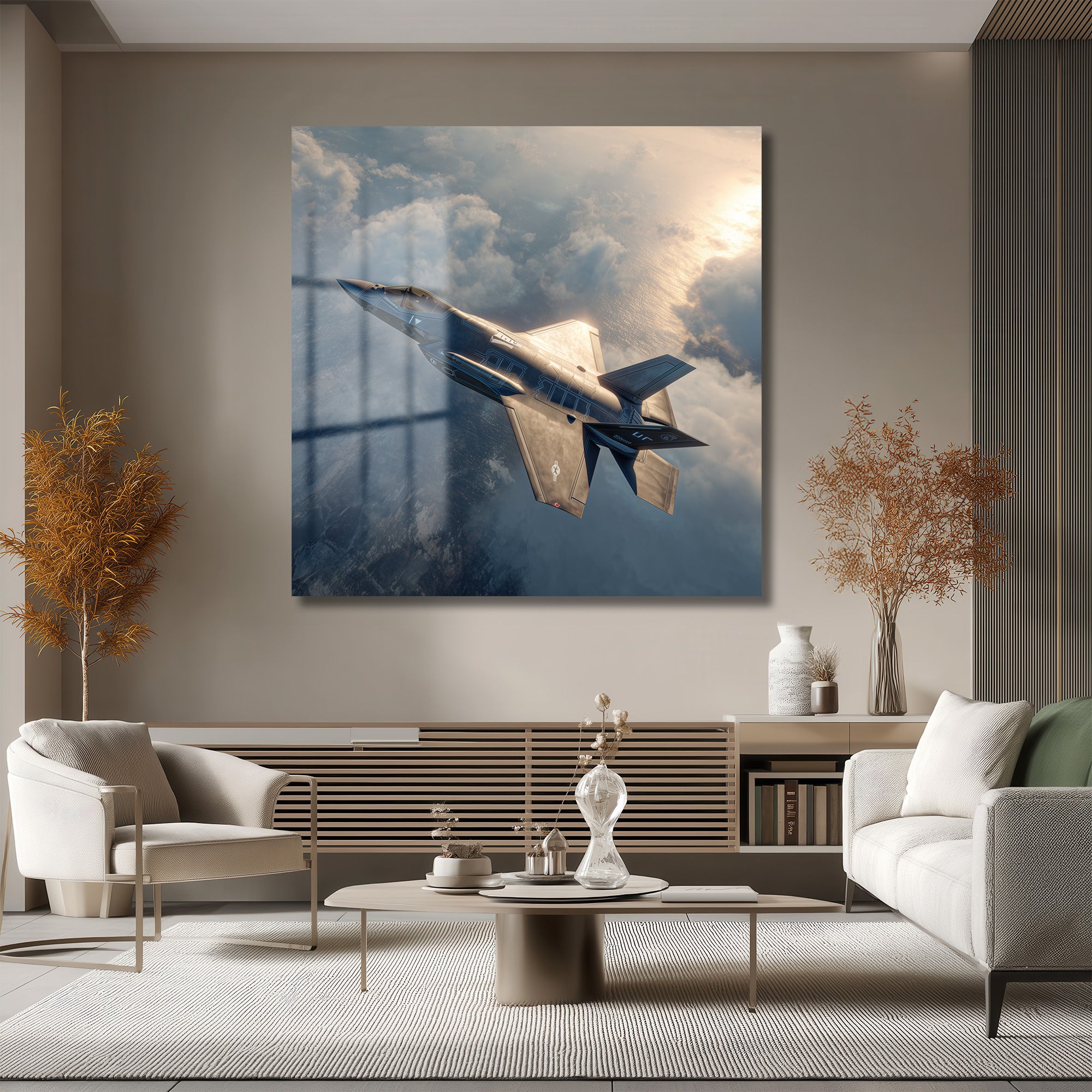Göklerin Hakimi F-35 Jet Uçağı Cam Tablo