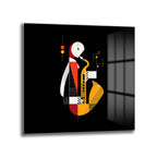 Soyut Caz Saxofoncu Cam Tablo