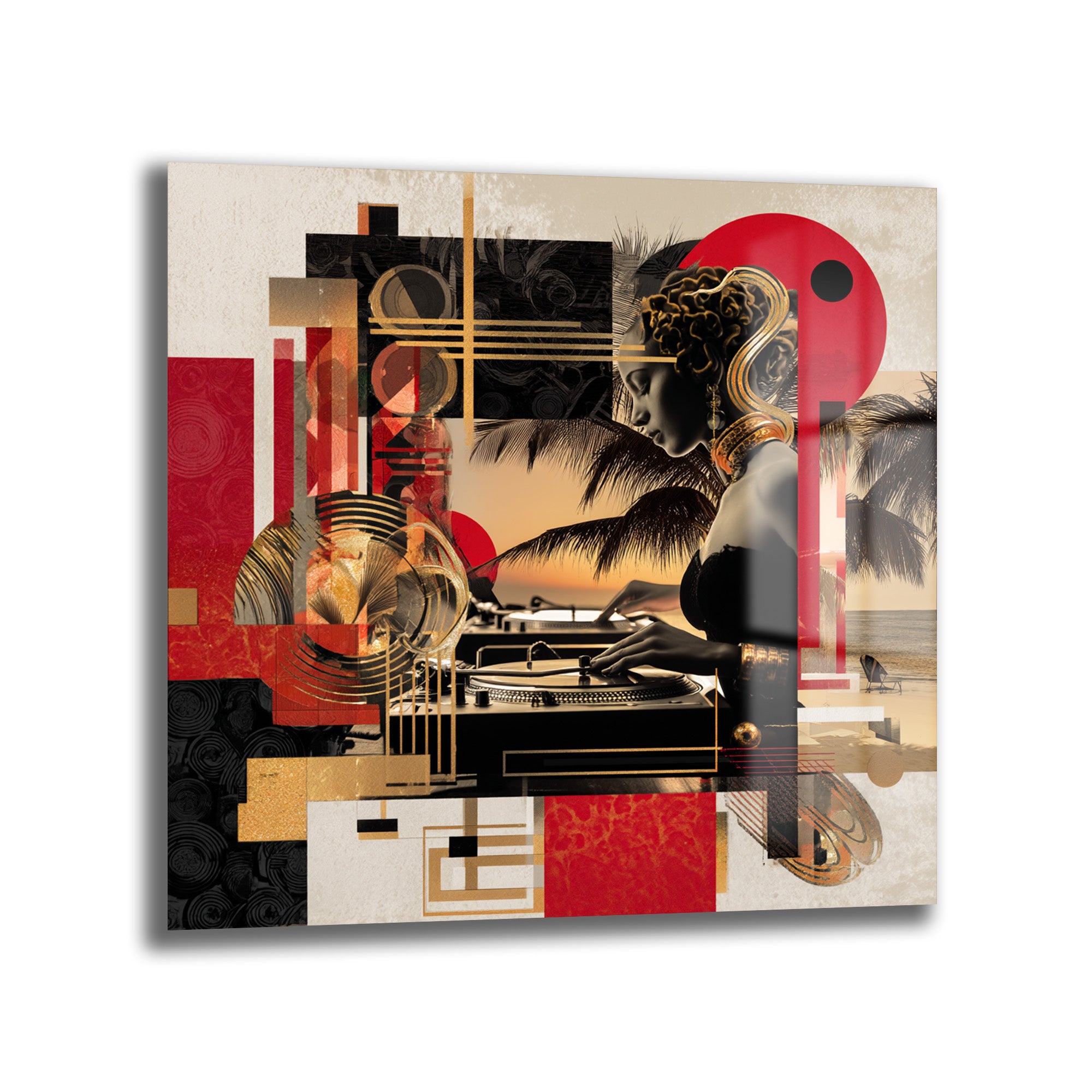 Golden Groove DJ Sunset Cam Tablo | Modern Sanat Duvar Dekoru
