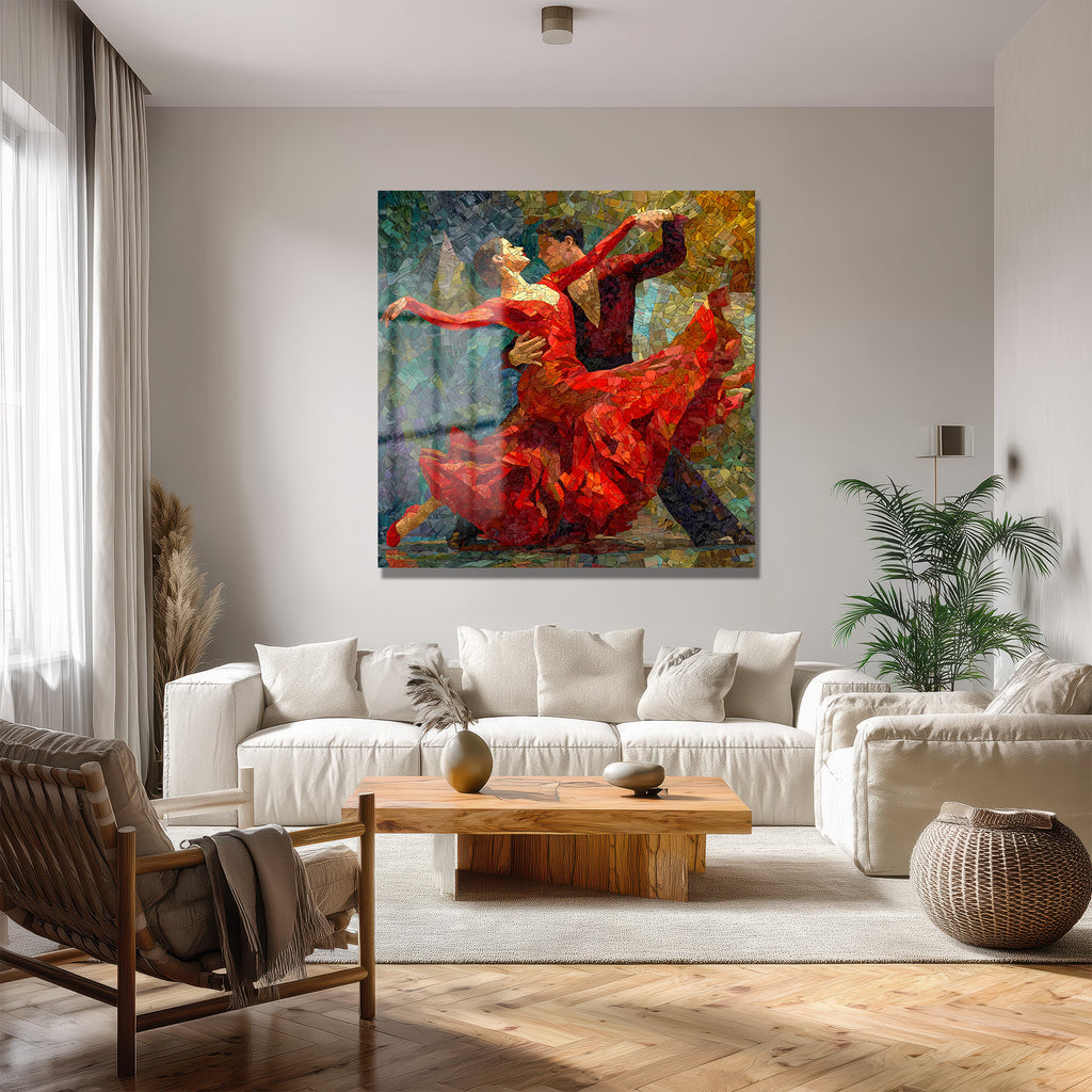 Tutkulu Dans Mozaik Sanat Cam Tablo