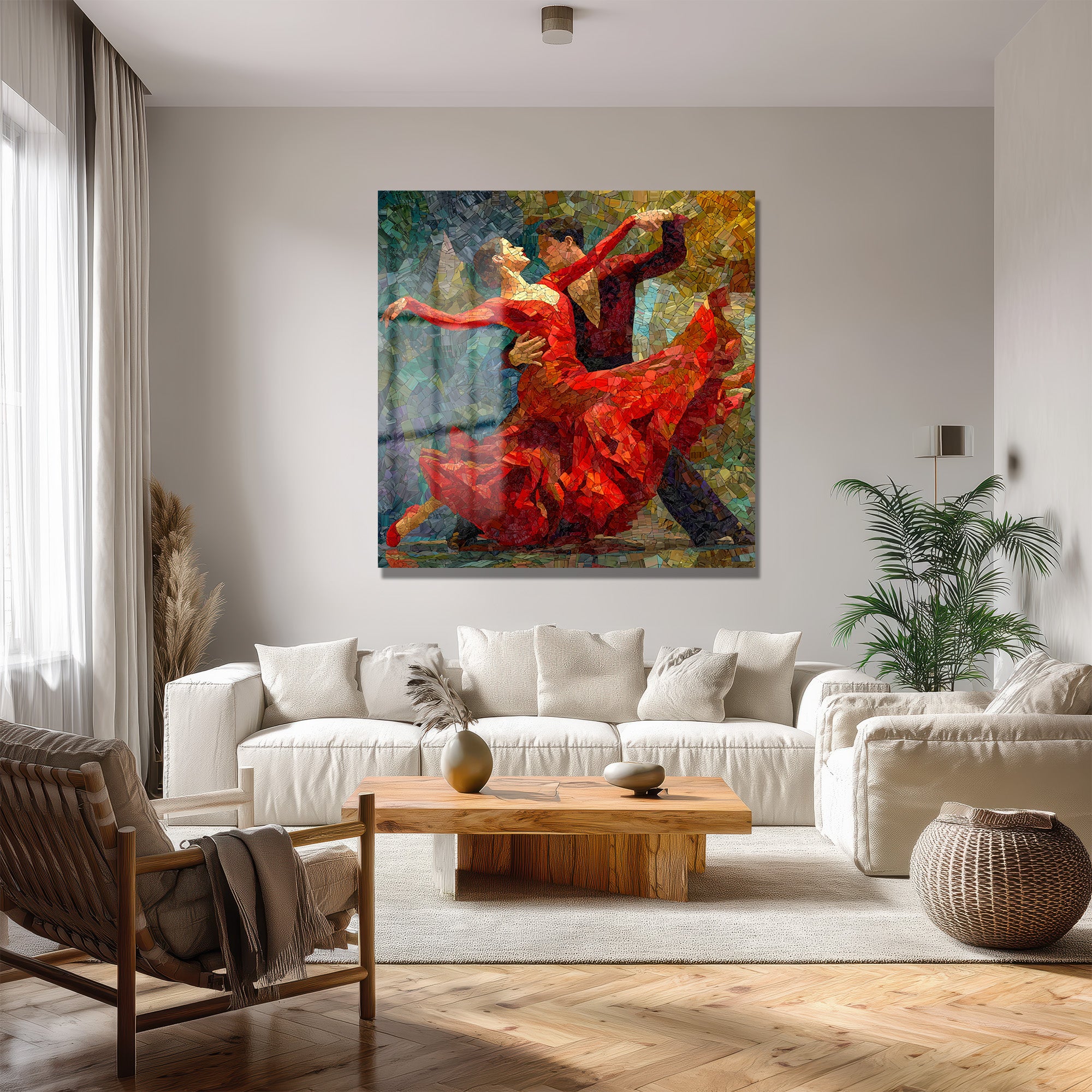Tutkulu Dans Mozaik Sanat Cam Tablo