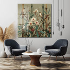 Bambu, Orkide ve Kuşlar Cam Tablo - Doğanın Huzurunu Evinize Taşıyın