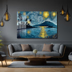Van Gogh Tarzı Tropik Yıldızlı Gece Manzarası Cam Tablo