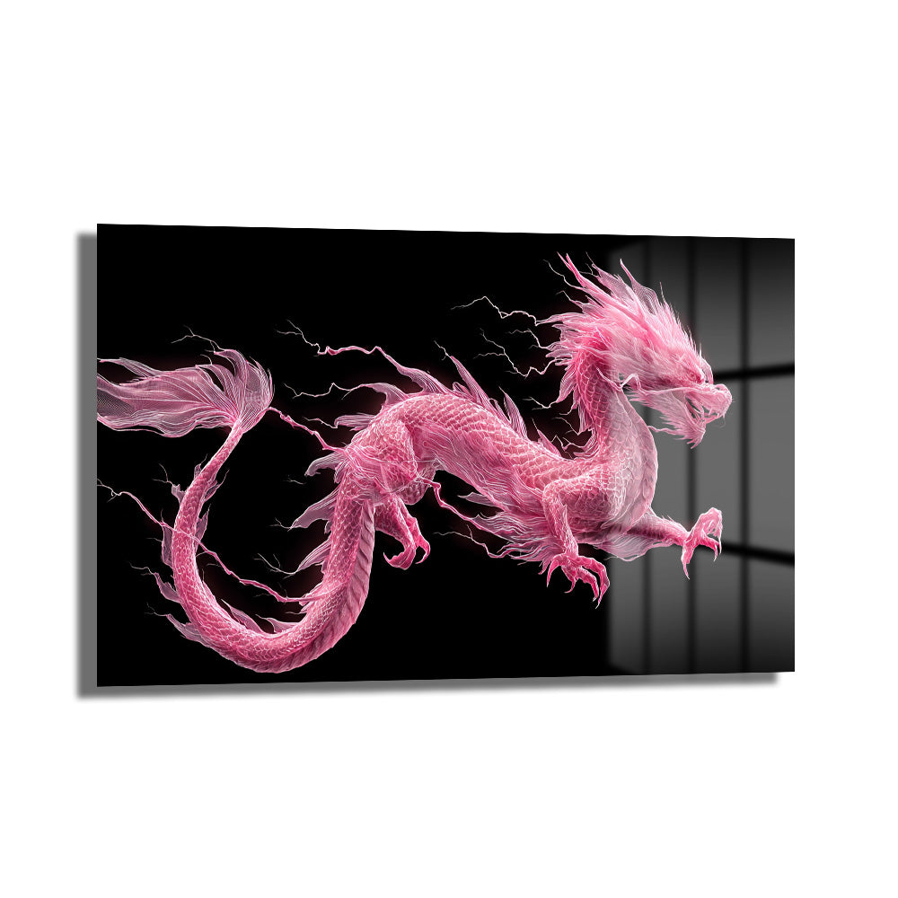 Pembe Ejderha Enerjisi Cam Tablo