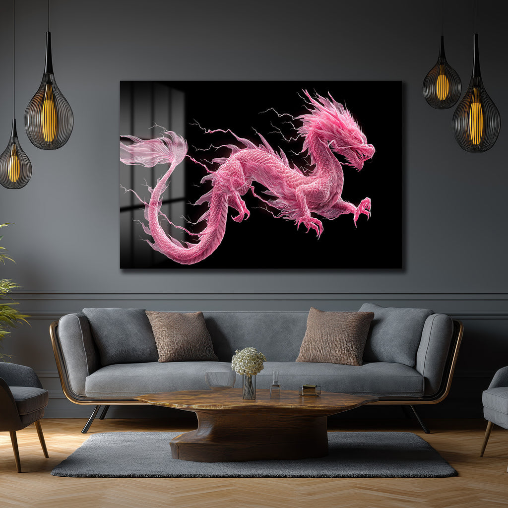 Pembe Ejderha Enerjisi Cam Tablo