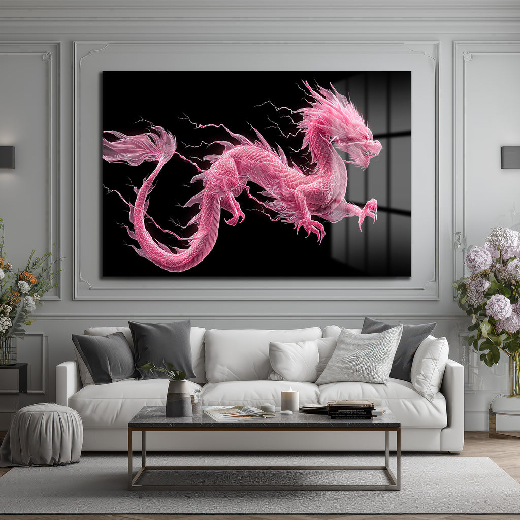 Pembe Ejderha Enerjisi Cam Tablo