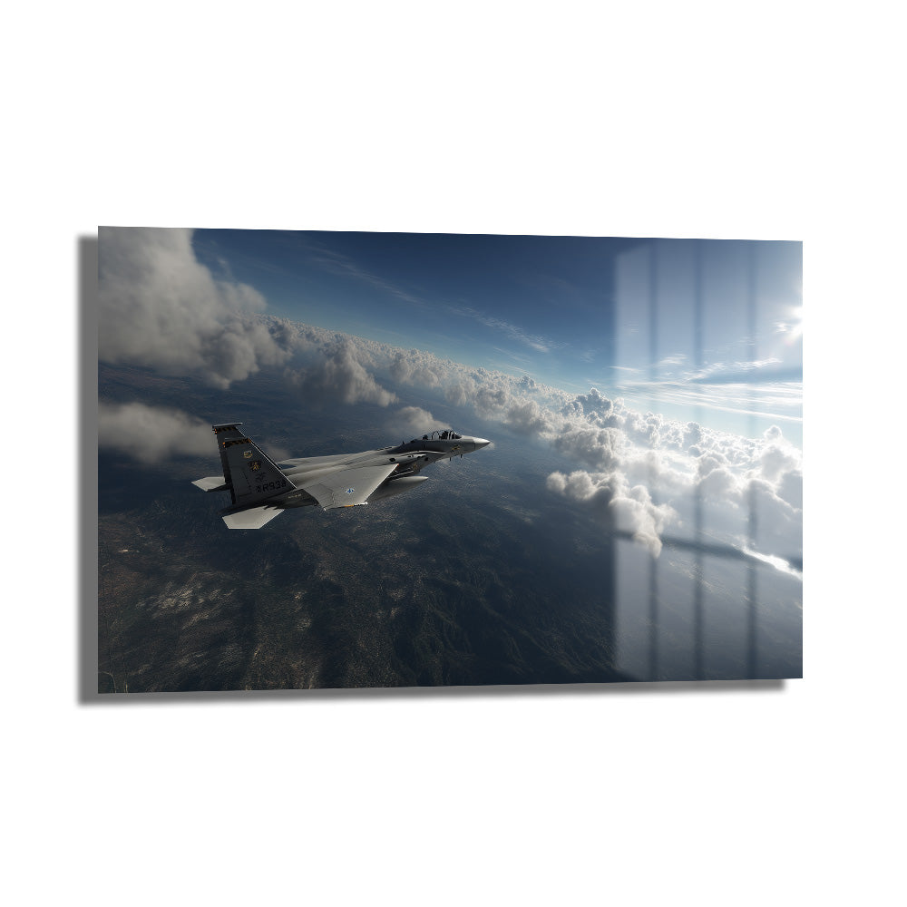 Gökyüzünde Süzülen F-15 Kartal Cam Tablo