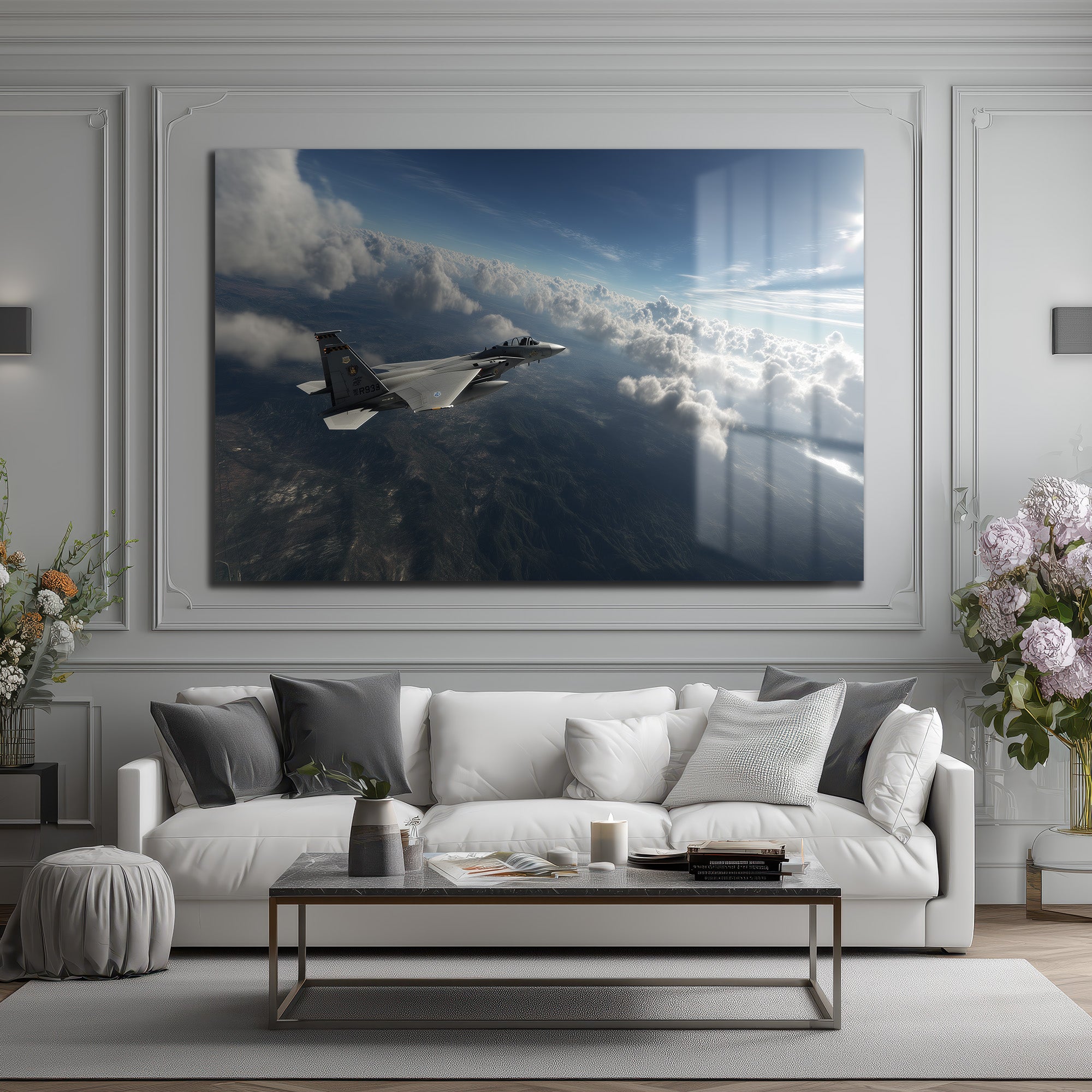 Gökyüzünde Süzülen F-15 Kartal Cam Tablo