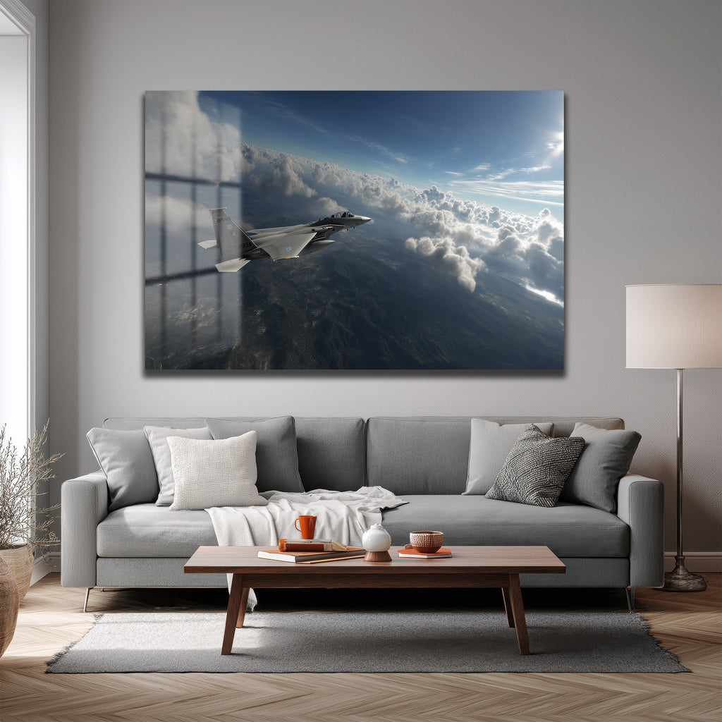 Gökyüzünde Süzülen F-15 Kartal Cam Tablo
