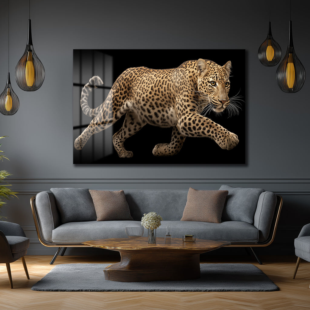 Vahşi Zarafet Leopar Cam Tablo - Modern Duvar Sanatı