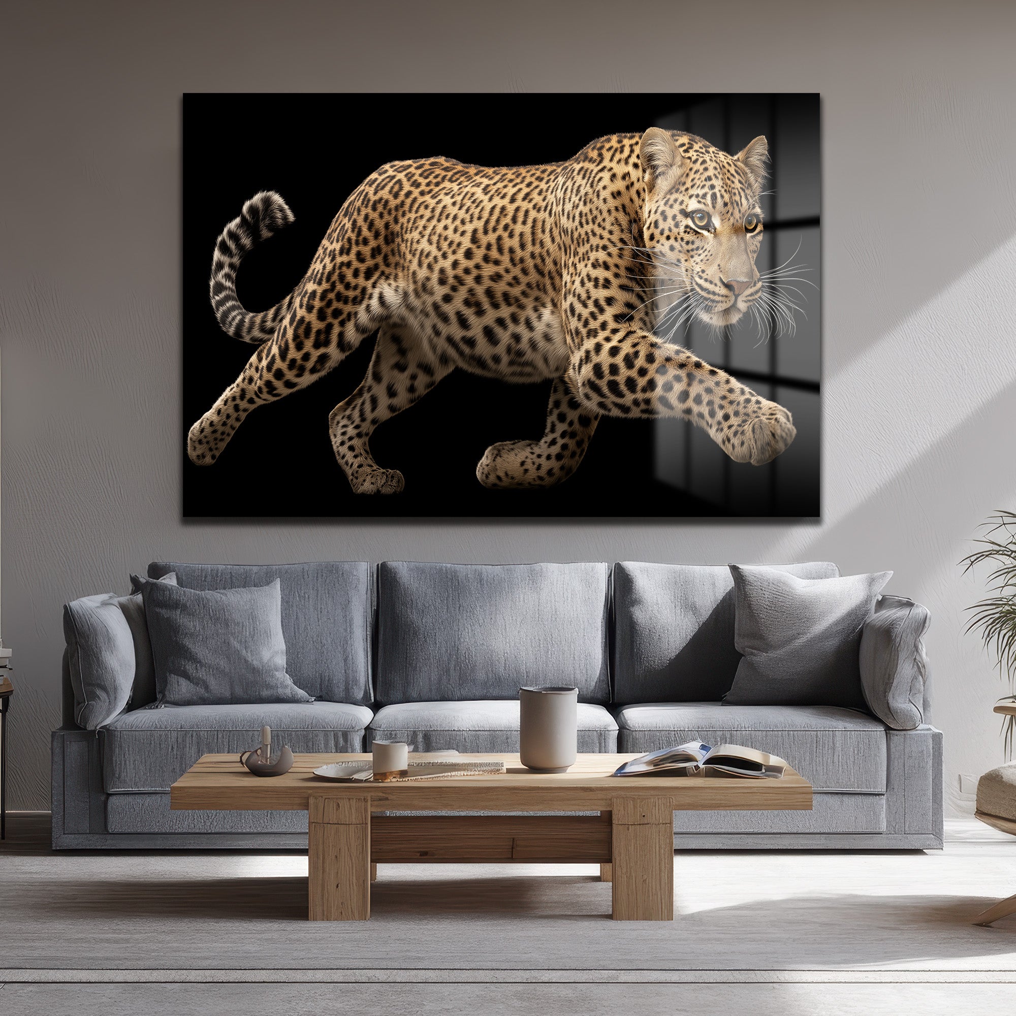 Vahşi Zarafet Leopar Cam Tablo - Modern Duvar Sanatı