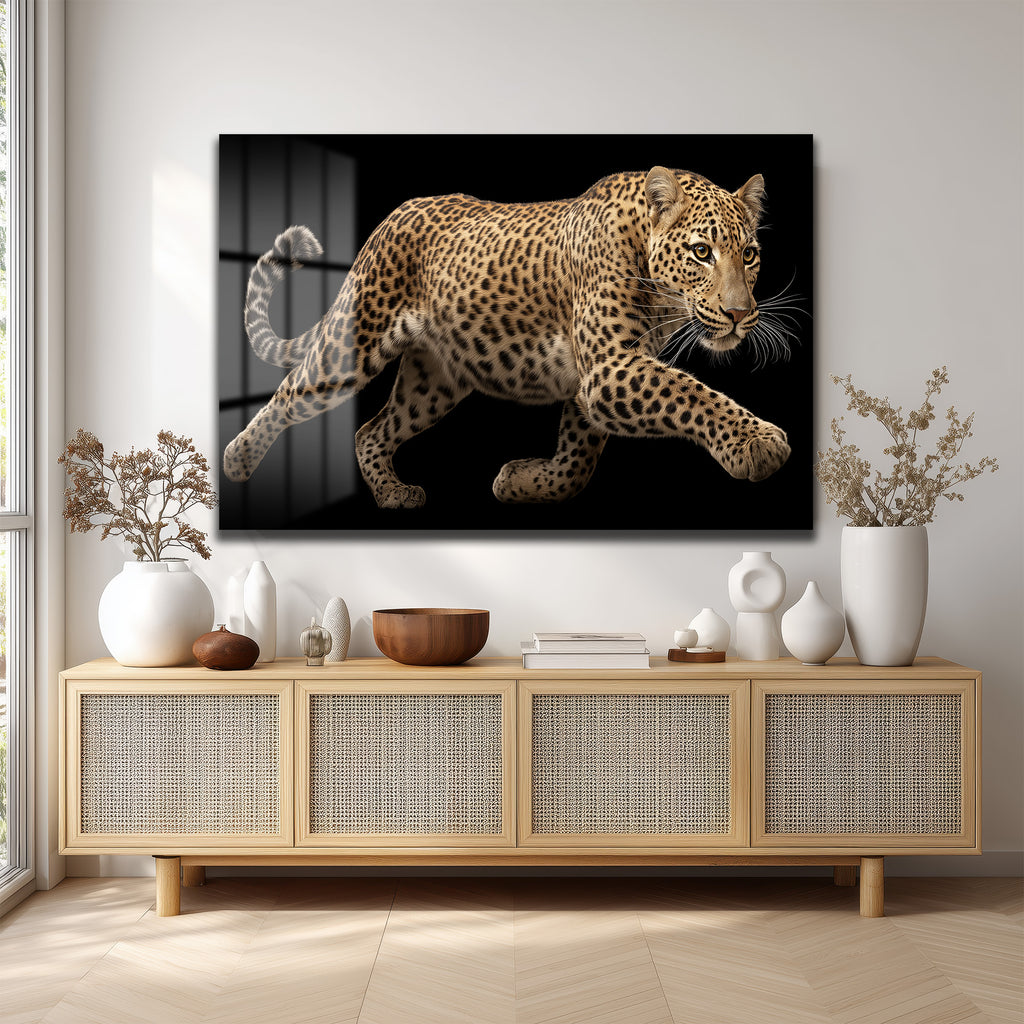 Vahşi Zarafet Leopar Cam Tablo - Modern Duvar Sanatı