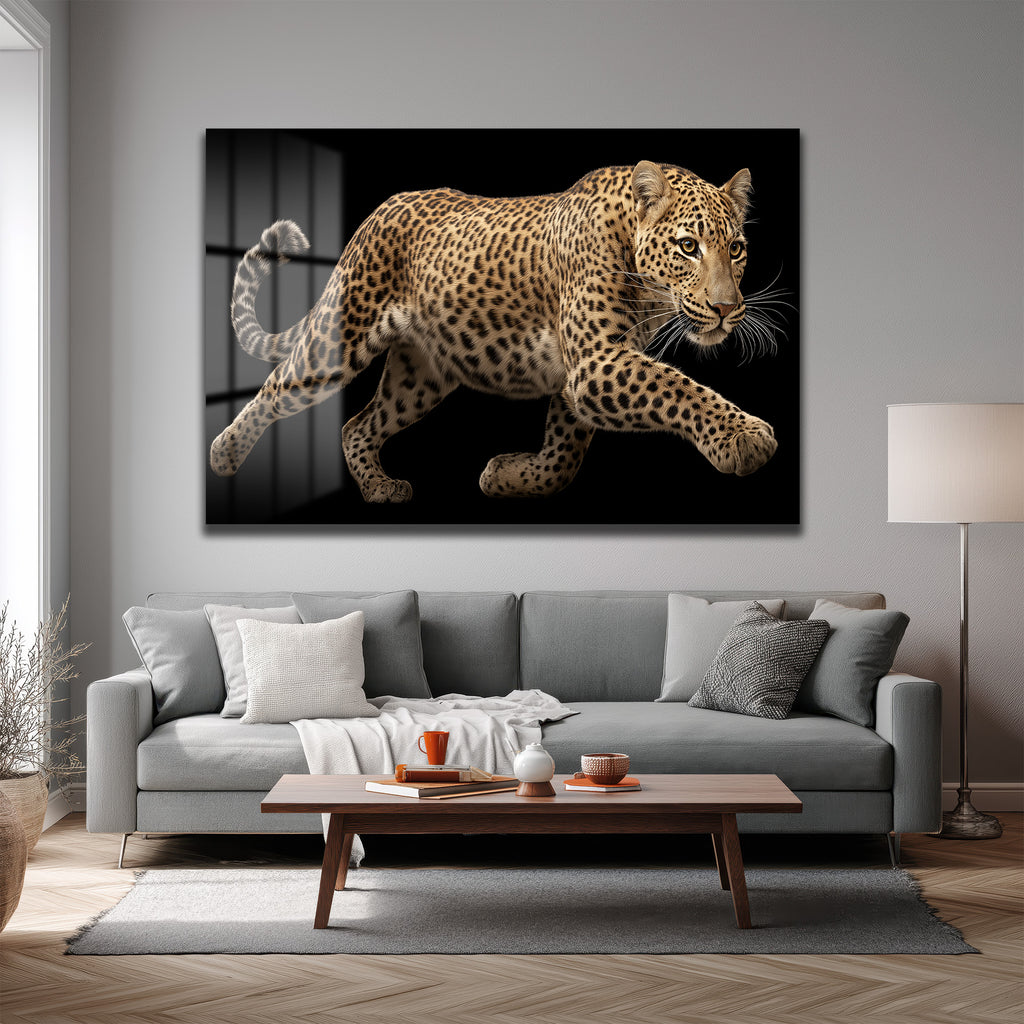 Vahşi Zarafet Leopar Cam Tablo - Modern Duvar Sanatı