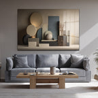 Soyut Geometrik Formlar Cam Tablo - Modern Sanat Eseri