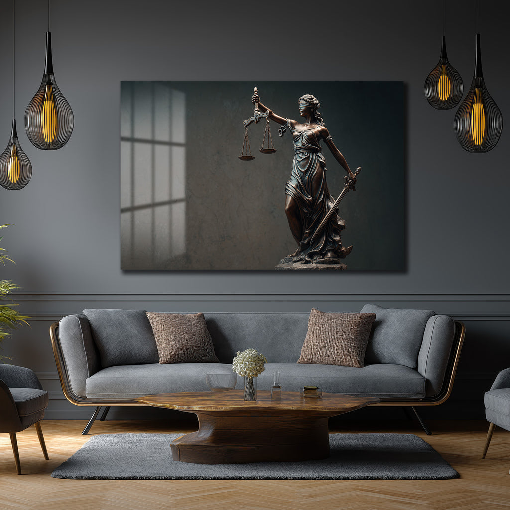 Adalet Tanrıçası Themis Cam Tablo - Hukukun Gücü Sanatla Buluşuyor