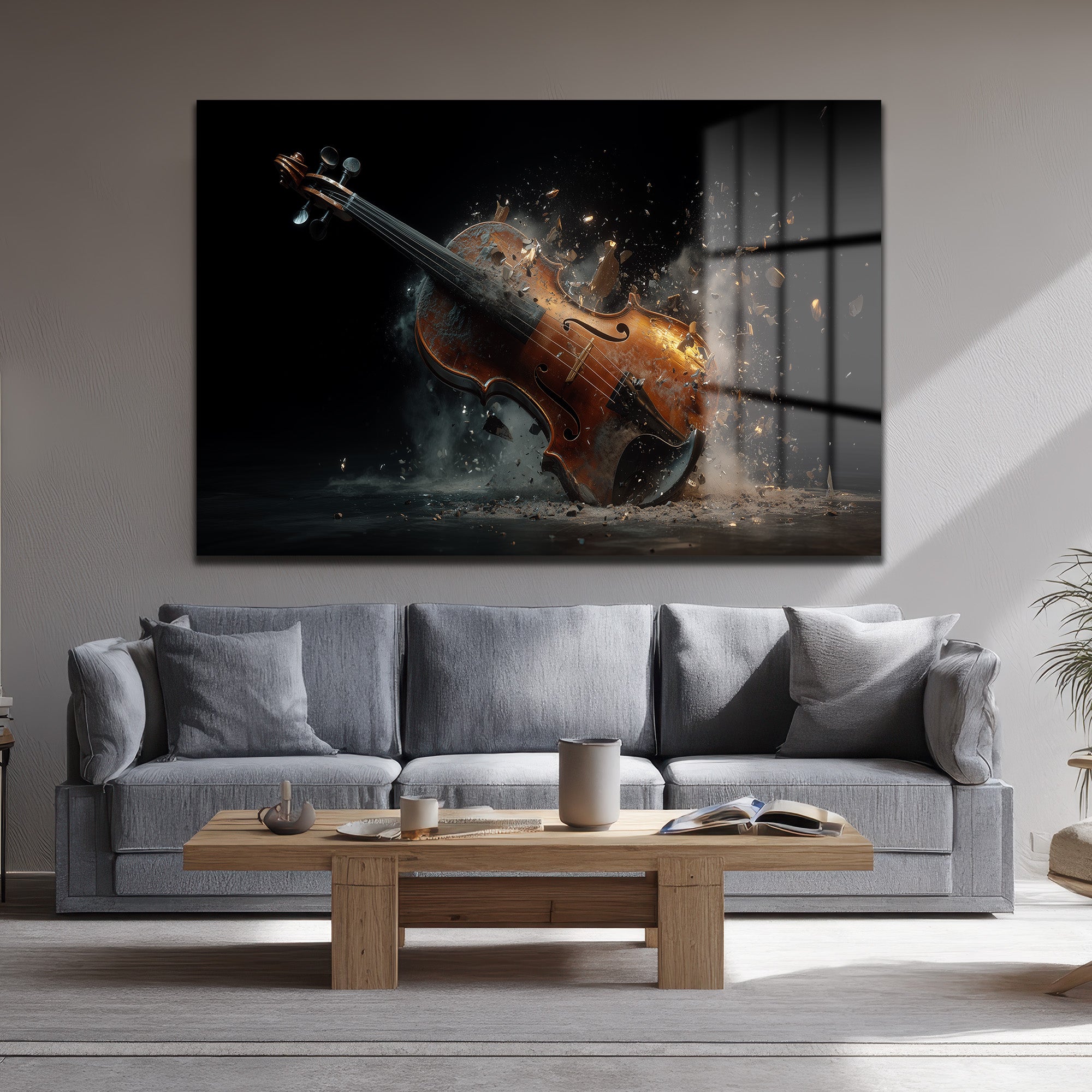 Shattered Melody: Patlayan Keman Efektli Modern Cam Tablo