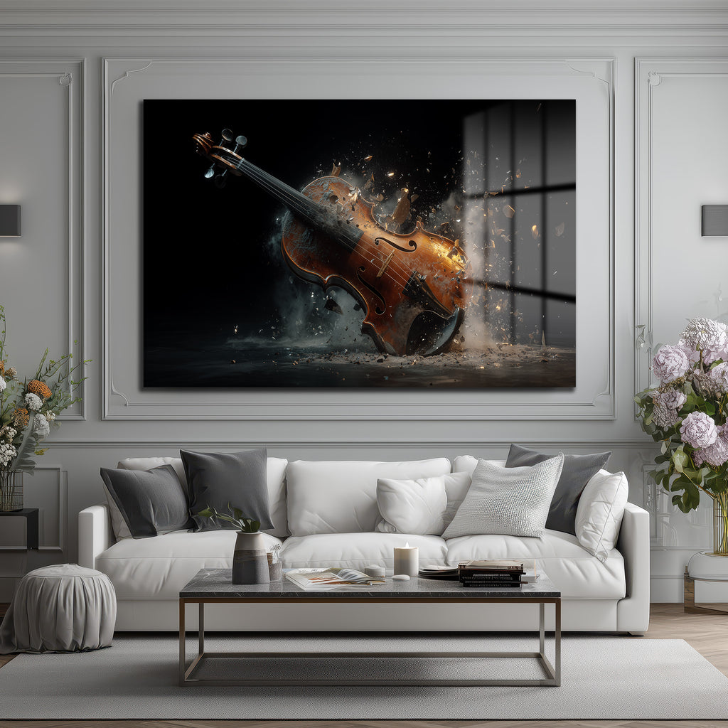 Shattered Melody: Patlayan Keman Efektli Modern Cam Tablo